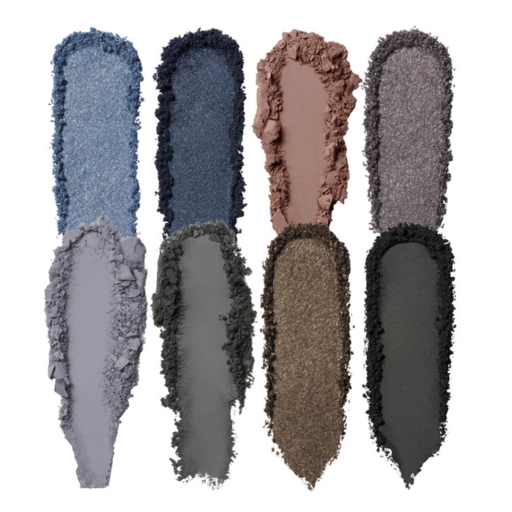 Swatches of Risky Beauty's Pigment Eyeshadow Palette in Plucky Denim