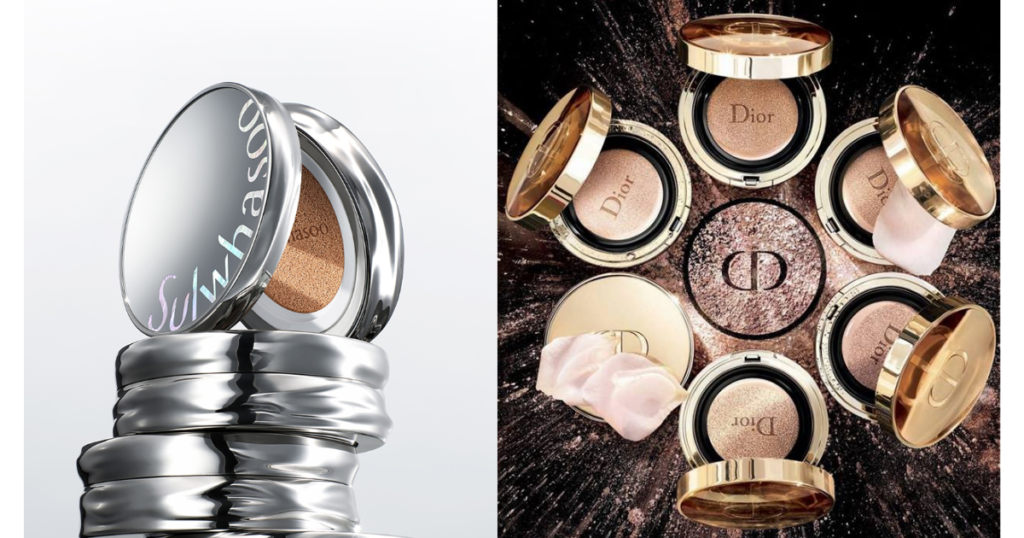 Sulhwasoo and Dior's cushion foundation promotional photos