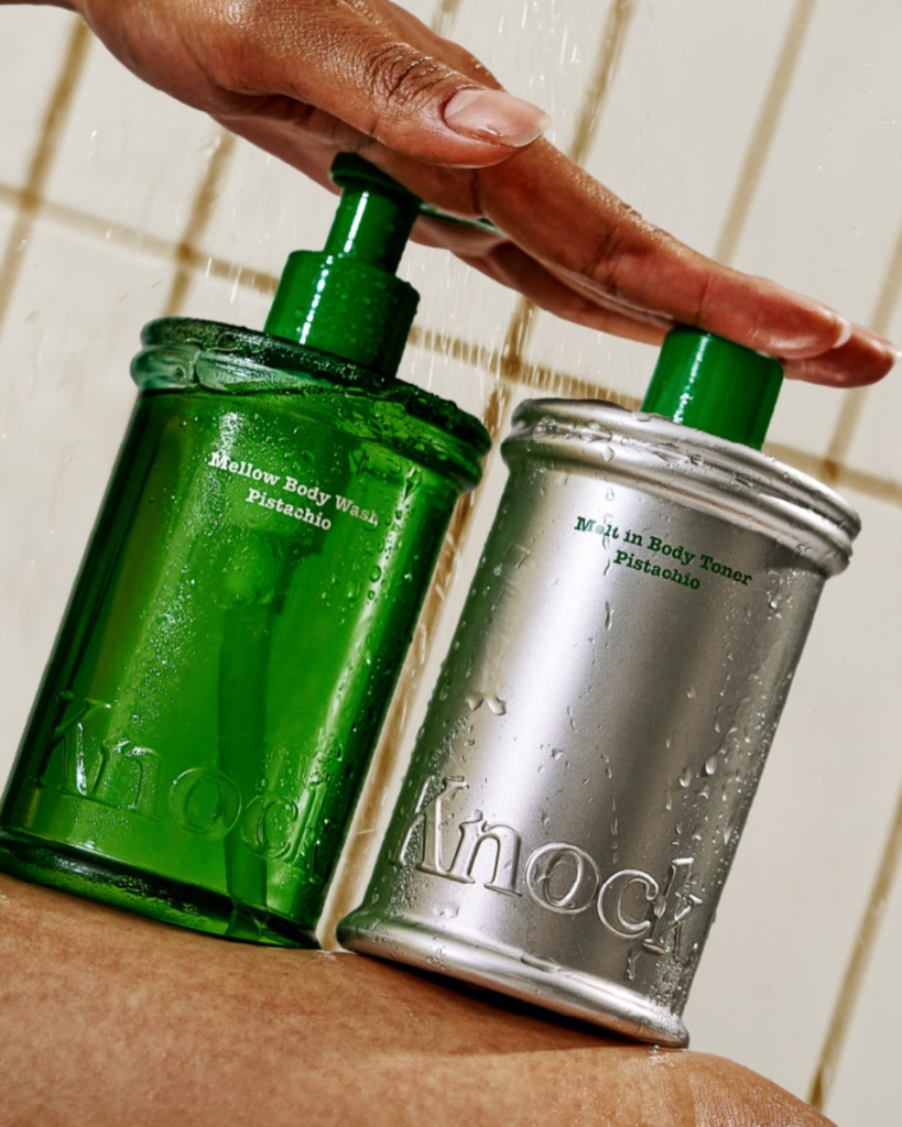 Knock body toner and body wash in pistachio