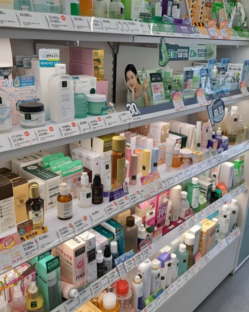 Skincare products in Olive Young