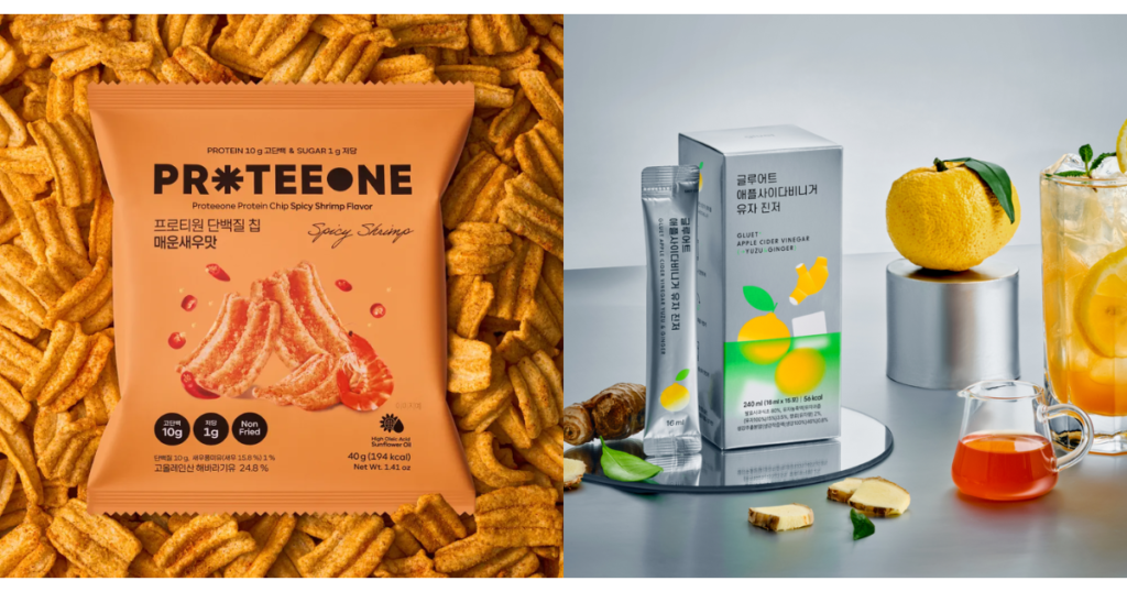 Proteeone Protein Chip Spicy Shrimp Flavor and Gluet Apple Cider Vinegar Yuzu Ginger