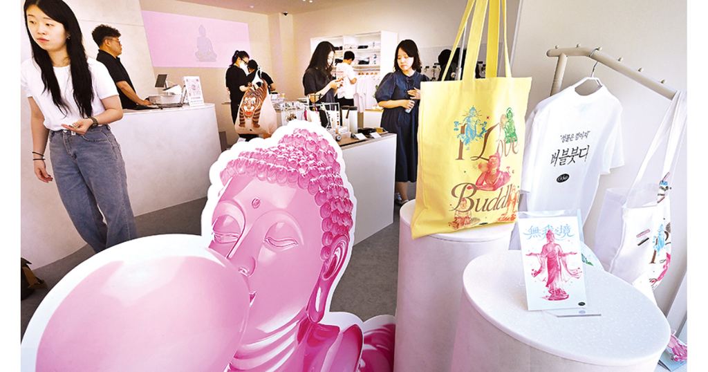 Inside of Buddhz, a modern Buddha goods store in Korea